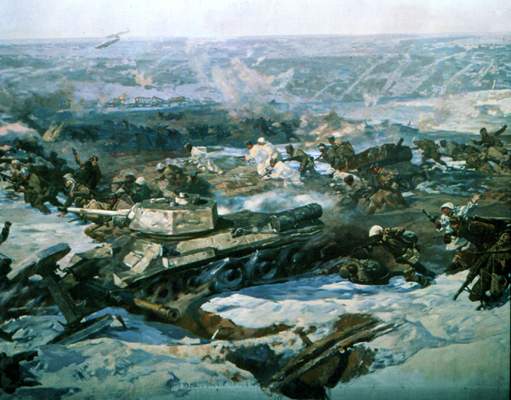 Великая Отечественная война Советского Союза 1941-1945 гг.  Сталинградская битва.  Фрагмент панорамы.  1981 г.